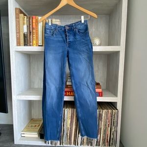 Button fly straight leg jeans